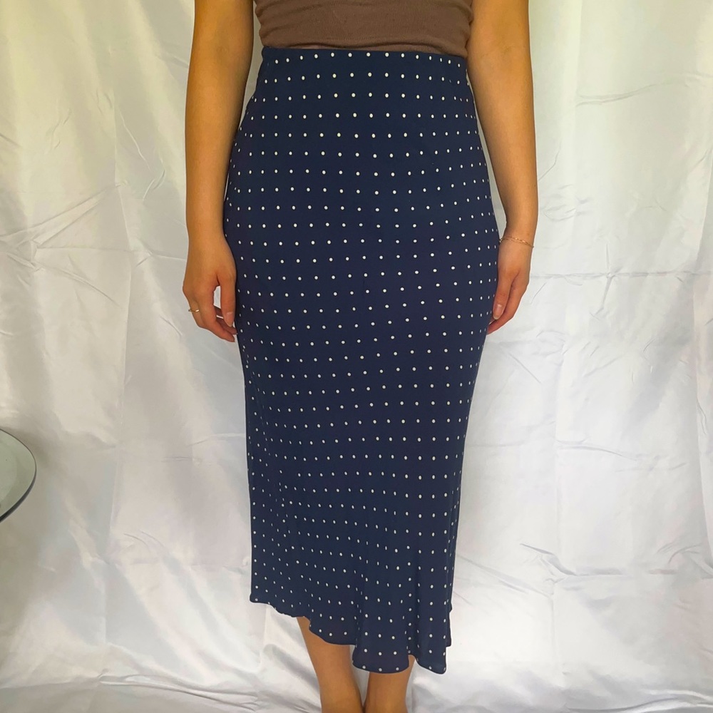 Madewell Polka Dot Silk Midi Skirt
